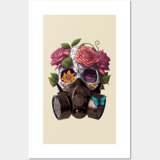 Funny Sugar Candy Skull With Flowers Posters and Art